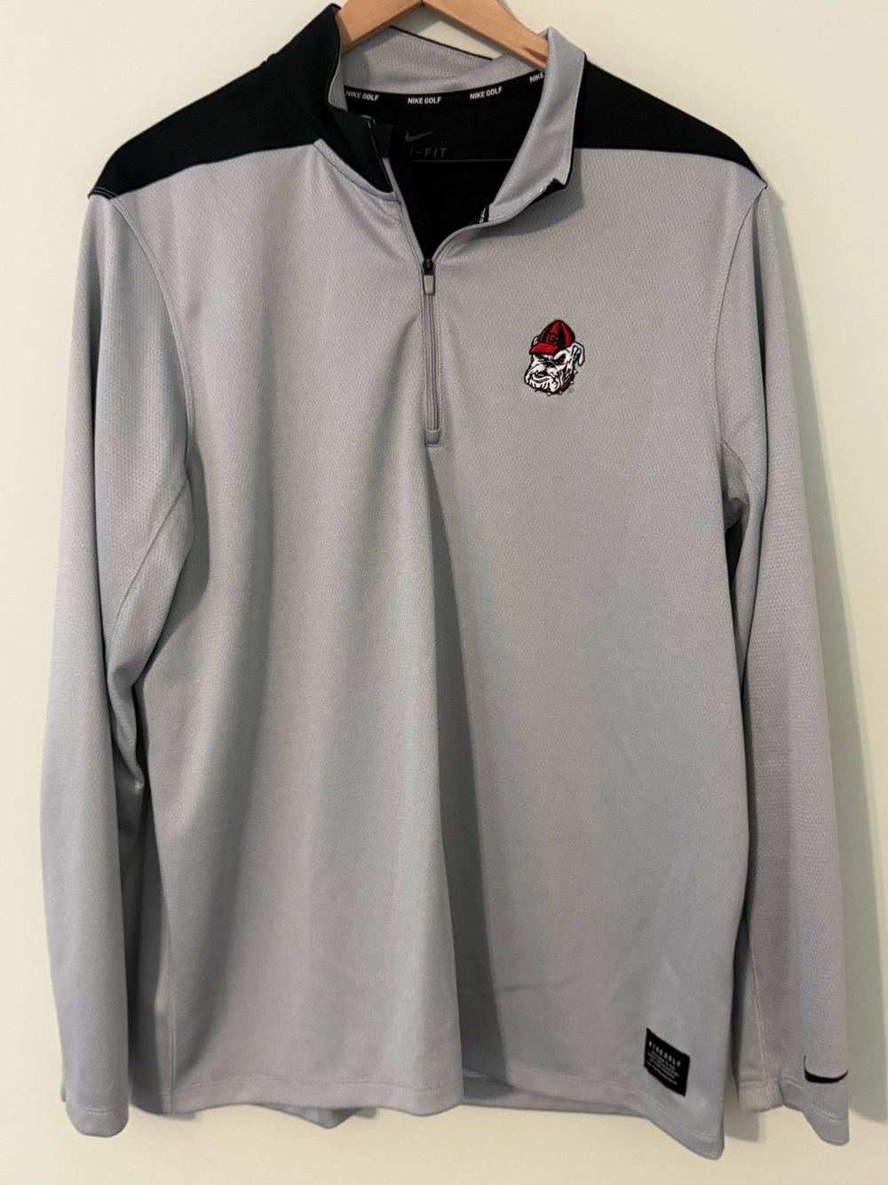Nike Golf Dri-FIT Georgia Bulldogs UGA Quarter Zip Pullover Gray Black Size L